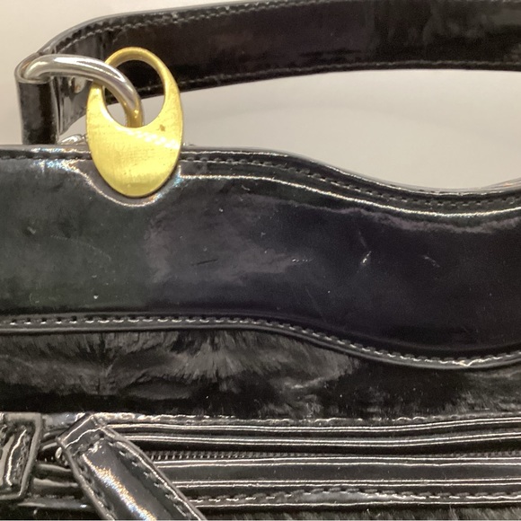 VT Luxe Crushed Velvet Fo Faux Fur Satchel Pockets - Picture 4 of 6